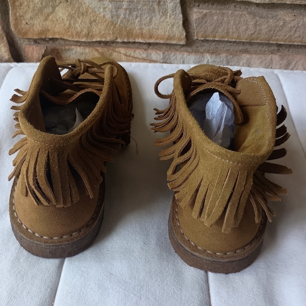 J Crew Made In Italy Brown Suede Ankle Boots with Fringe_10 - Picture 3 of 9